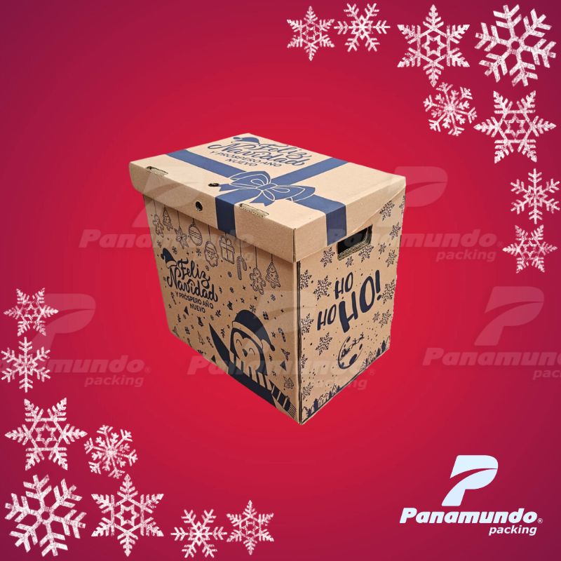 Cajas Navideñas - 20 kilos - Para Canasta navideña. Azul.1 Cajas Navideñas - 20 kilos - Para Canasta navideña. Azul.1